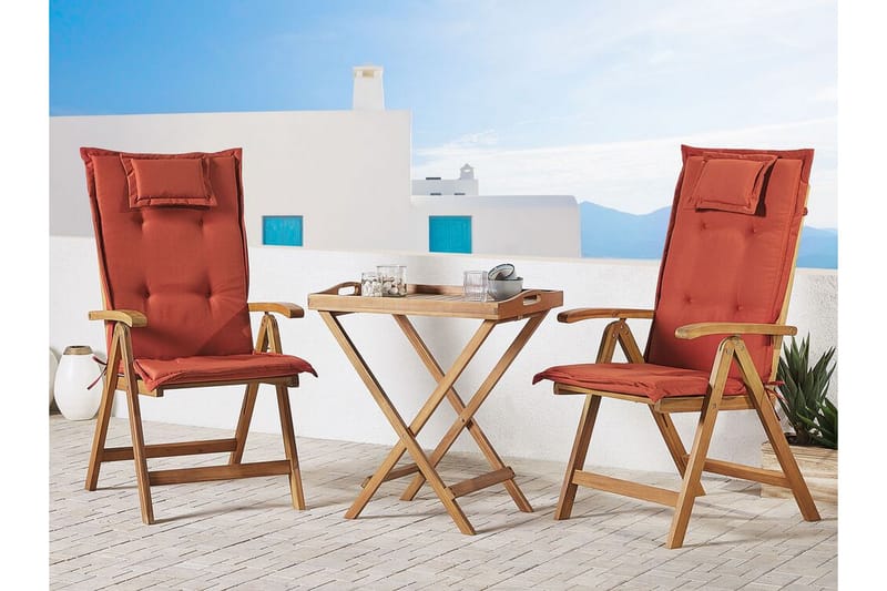 Balkongset av bord och 2 stolar röd JAVA - Trä/natur - Balkonggrupp & balkongset - Cafeset