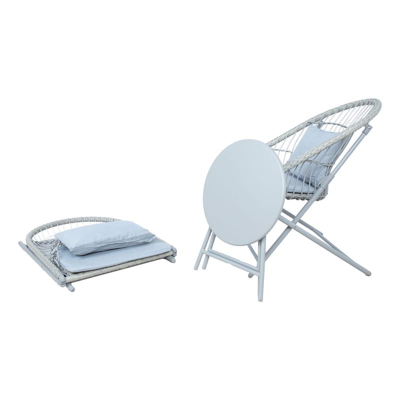 Balkongset Yolanda 2 stolar och bord - ljusgrå - Utemöbler - Balkong - Balkongmöbler - Balkonggrupp & balkongset