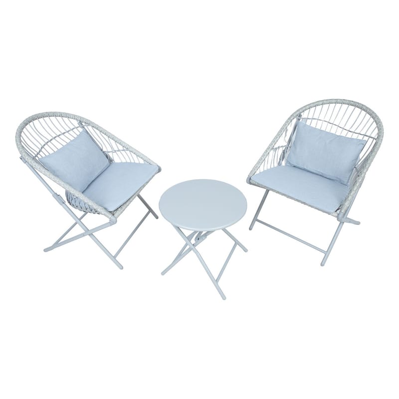 Balkongset Yolanda 2 stolar och bord - ljusgrå - Utemöbler - Balkong - Balkongmöbler - Balkonggrupp & balkongset