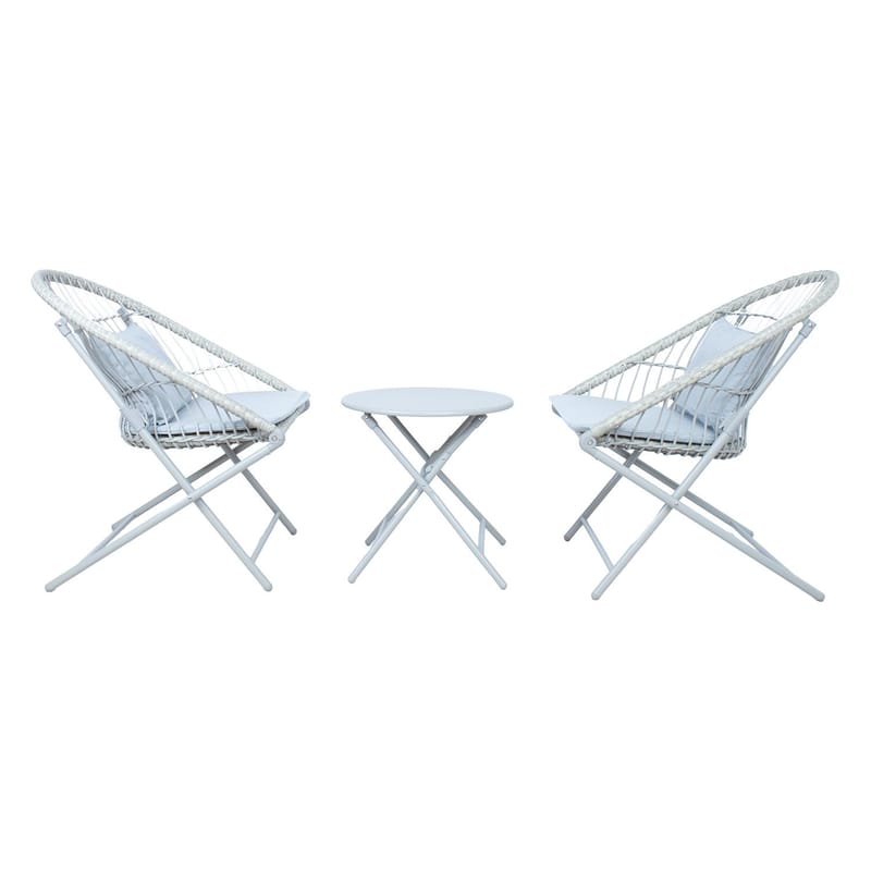 Balkongset Yolanda 2 stolar och bord - ljusgrå - Utemöbler - Balkong - Balkongmöbler - Balkonggrupp & balkongset