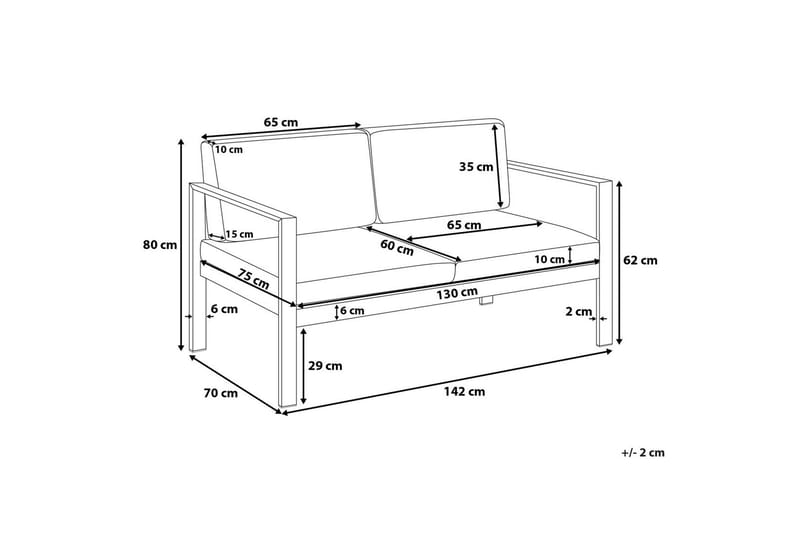 Tirrena Trädgårdssoffa 142 cm - Ljusgrå - Utemöbler - Balkong - Balkongmöbler - Soffa balkong