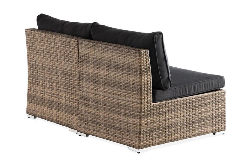 Wisconsin Premium 2-sits Loungesoffa utomhus – Utesoffa i Konstrotting för balkong - Sand Beige / Svarta dynor - Utemöbler - Balkong - Balkongmöbler - Soffa balkong
