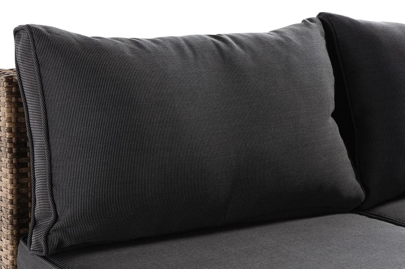 Wisconsin Premium 2-sits Loungesoffa utomhus – Utesoffa i Konstrotting för balkong - Sand Beige / Svarta dynor - Utemöbler - Balkong - Balkongmöbler - Soffa balkong