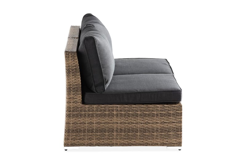 Wisconsin Premium 2-sits Loungesoffa utomhus – Utesoffa i Konstrotting för balkong - Sand Beige / Svarta dynor - Utemöbler - Balkong - Balkongmöbler - Soffa balkong