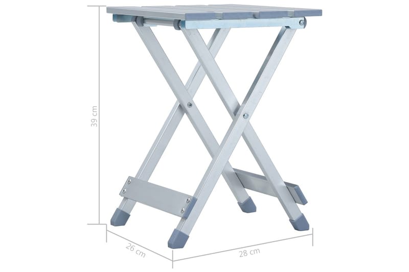 Campingpall aluminium 28x26x39 cm - Silver - Utemöbler - Balkong - Balkongmöbler - Balkongstol