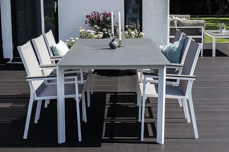 Parma Karmstol Utomhus Stapelbar - Vit/Grå - Utemöbler - Balkong - Balkongmöbler - Balkongstol