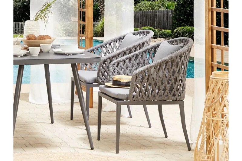 Trädgårdsstol 2 st aluminium grå LIPARI - Grå - Utemöbler - Balkong - Balkongmöbler - Balkongstol