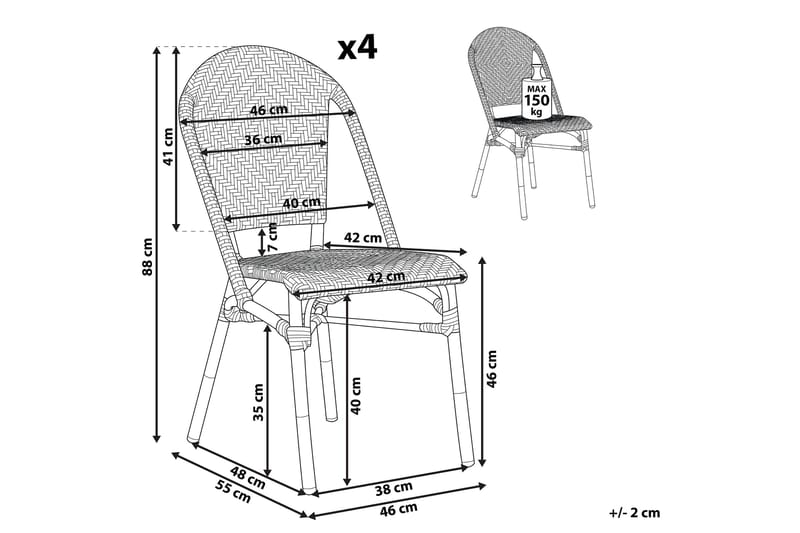 Trädgårdsstol 4 st blå/vit mönster RIFREDDO - Blå - Utemöbler - Balkong - Balkongmöbler - Balkongstol