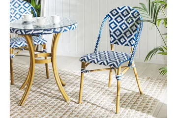 Trädgårdsstol 4 st blå/vit mönster RIFREDDO - Blå - Utemöbler - Balkong - Balkongmöbler - Balkongstol