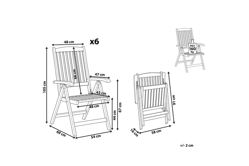 Trädgårdsstol 6 st akaciaträ ljusbrun JAVA - Trä/natur - Utemöbler - Balkong - Balkongmöbler - Balkongstol