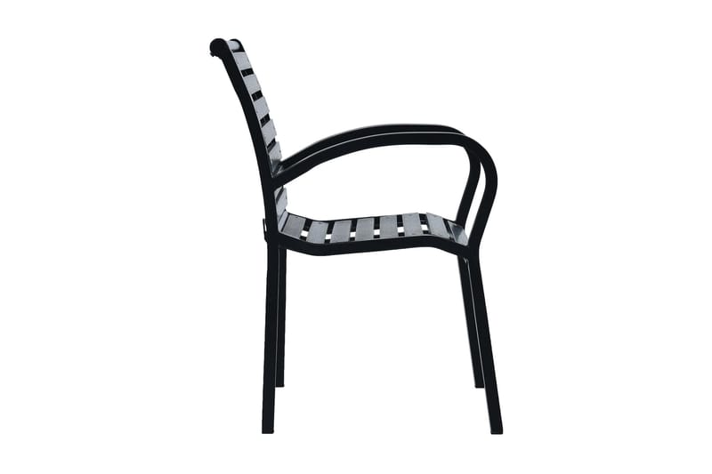 Trädgårdsstolar 2 st svart stål och WPC - Svart - Matstol & karmstol utomhus - Balkongstol