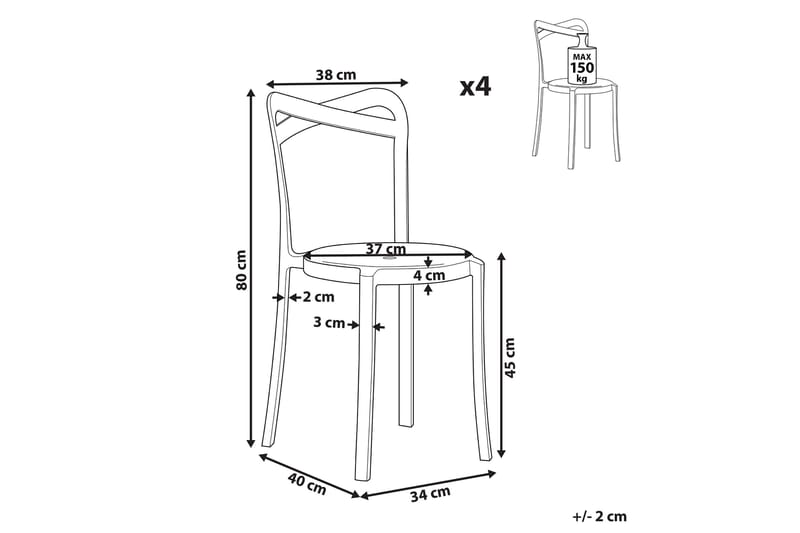 Utestol 4 st vit CAMOGLI - Vit - Utemöbler - Balkong - Balkongmöbler - Balkongstol