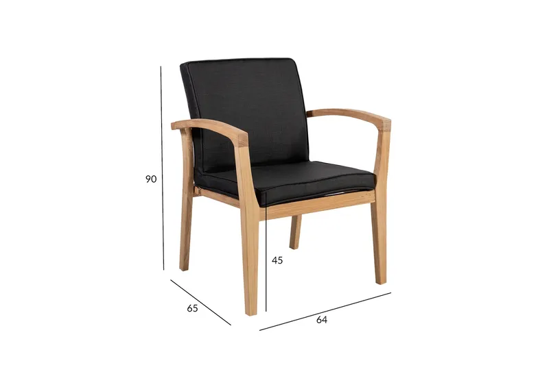 Utestol ROYAL 64x65xH90 mjuk vadderad svart textilin - Utemöbler - Balkong - Balkongmöbler - Balkongstol