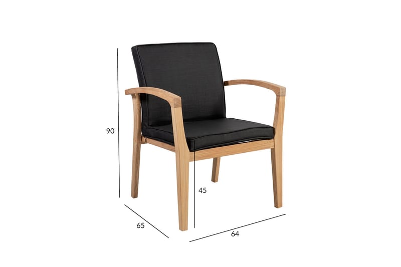 Utestol ROYAL 64x65xH90 mjuk vadderad svart textilin - Utemöbler - Balkong - Balkongmöbler - Balkongstol