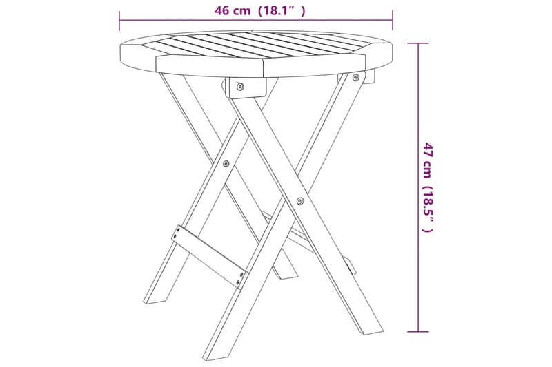 Hopfällbart Cafébord och Kaffebord Utomhus 46 cm Trä Akacia - Brun - Utemöbler - Balkong - Balkongmöbler - Balkongbord