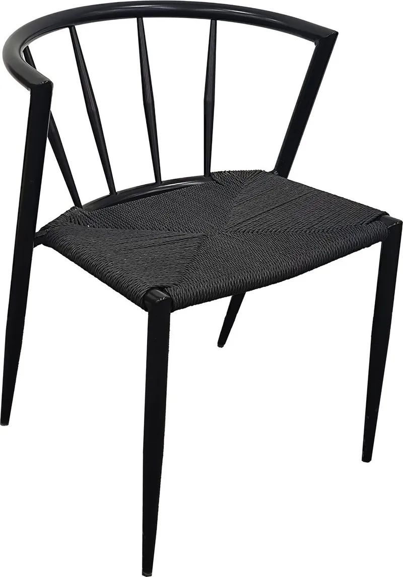 Bella utestol i svart metall med svart repsits - Utemöbler - Balkong - Balkongmöbler - Balkongstol