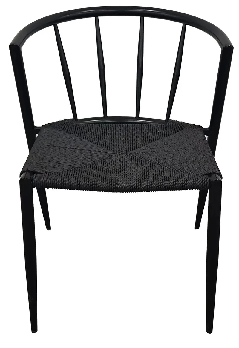 Bella utestol i svart metall med svart repsits, undefined