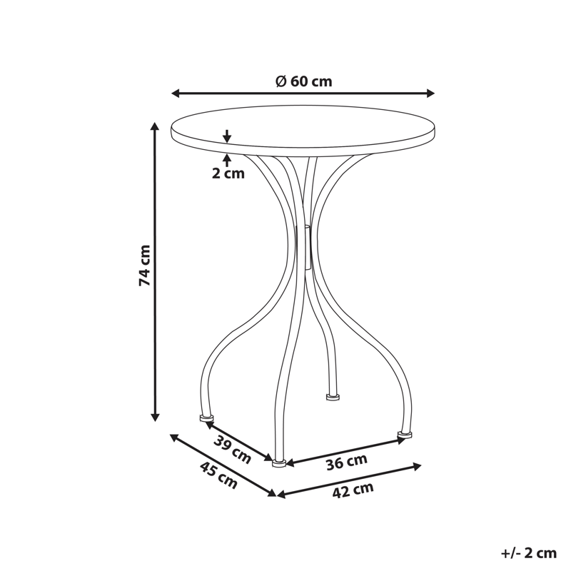 Bistrobord utomhus Artena 60 cm Terrazzoeffekt Järn - Svart/Vit - Utemöbler - Balkong - Balkongmöbler - Balkongbord