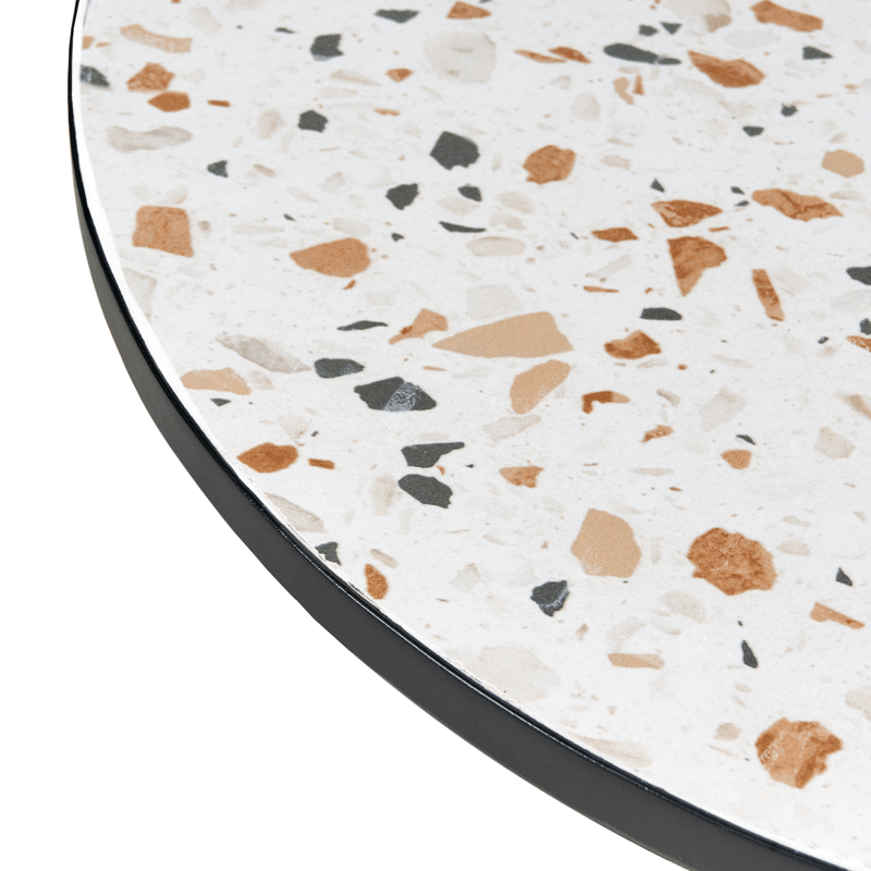 Bistrobord utomhus Artena 60 cm Terrazzoeffekt Järn - Svart/Vit - Utemöbler - Balkong - Balkongmöbler - Balkongbord