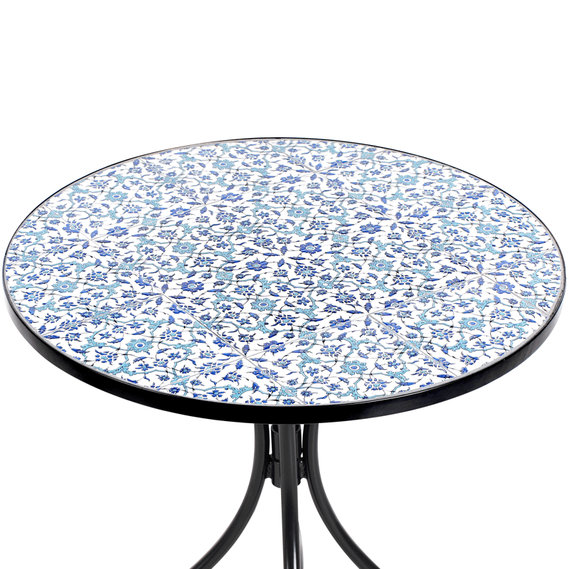 Bistrobord utomhus Chapeco 60 cm Järn - Svart/Blå/Vit - Utemöbler - Balkong - Balkongmöbler - Balkongbord