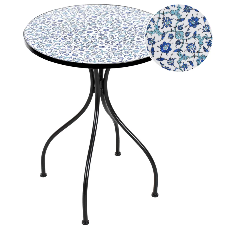 Bistrobord utomhus Chapeco 60 cm Järn, Svart/Blå/Vit