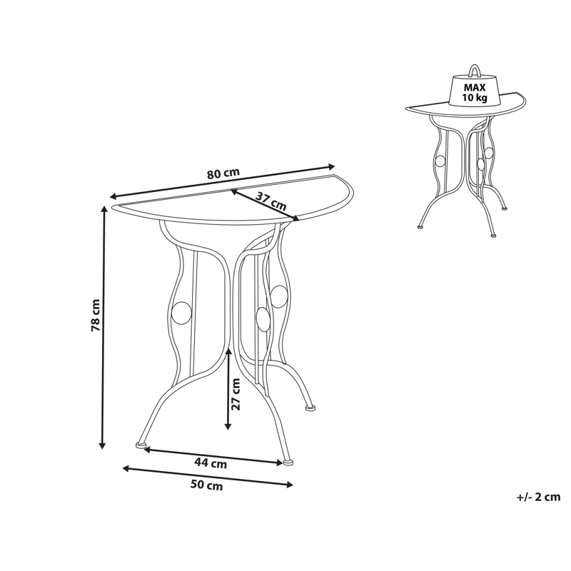 Bistrobord utomhus Coggia 80 cm Järn - Beige - Utemöbler - Balkong - Balkongmöbler - Balkongbord