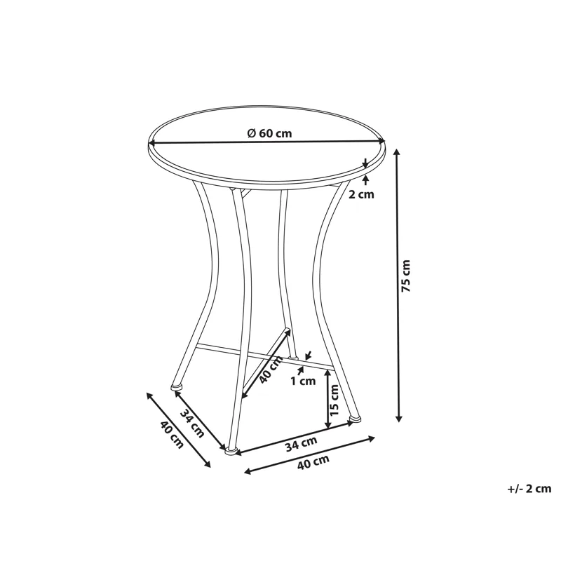 Bistrobord utomhus Coriano 60 cm Järn - Svart/Blå - Utemöbler - Balkong - Balkongmöbler - Balkongbord
