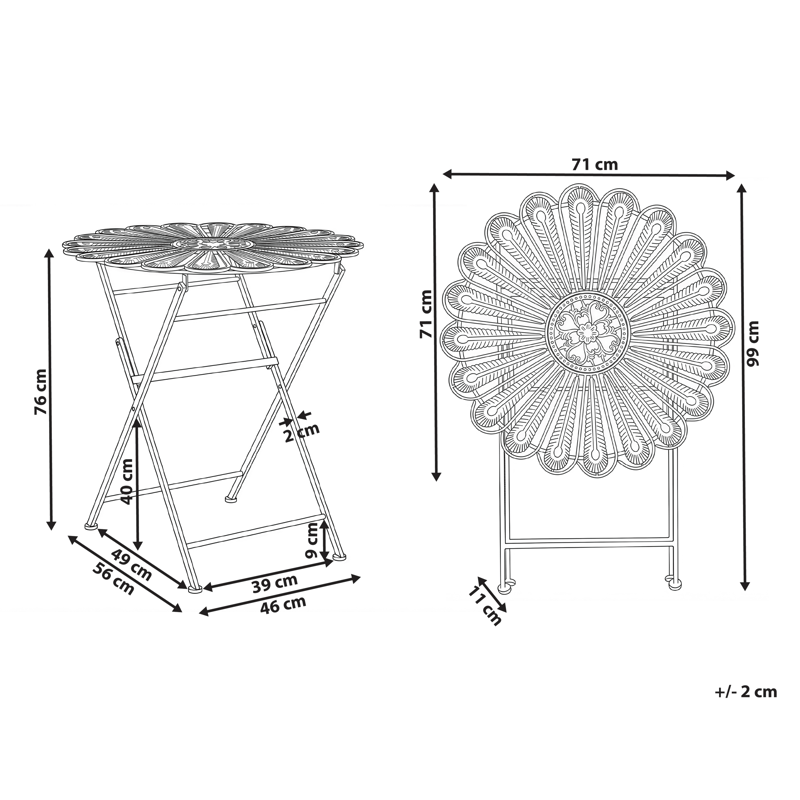Bistrobord utomhus Pavia 71 cm Järn - Vit - Utemöbler - Balkong - Balkongmöbler - Balkongbord