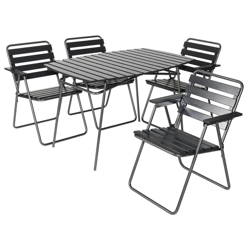 Bordsgruppset Varax Retro 403 + 4 st 305 Grå/Svart, Grå/Svart