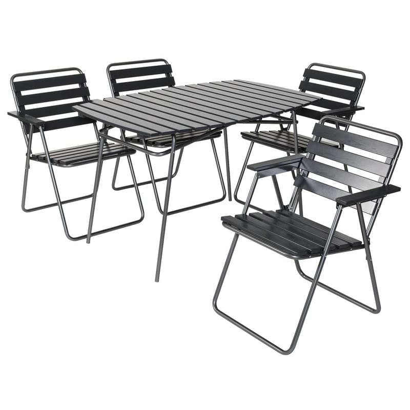 Bordsgruppset Varax Retro 403 + 4 st 305 Grå/Svart - Grå/Svart - Utemöbler - Balkong - Balkongmöbler - Balkonggrupp & balkongset