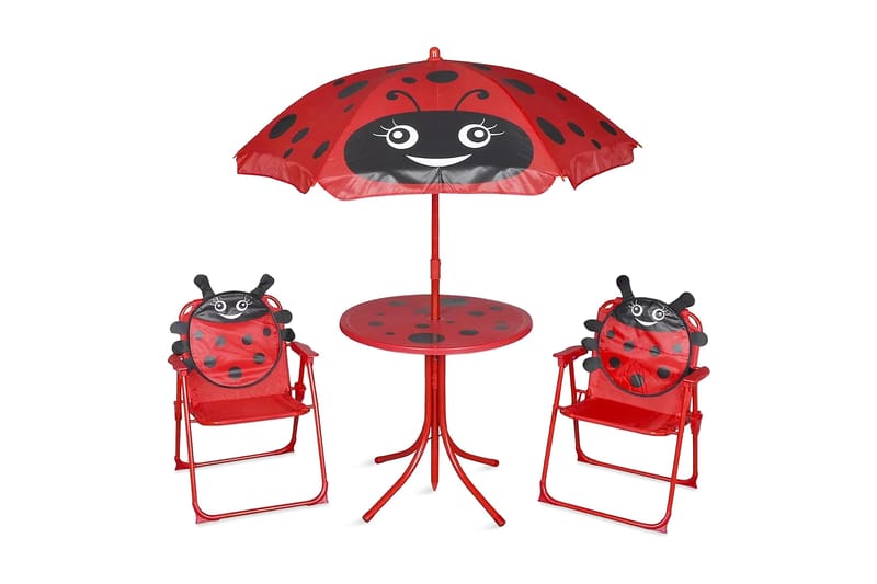 Cafébord för barn med parasoll 3 delar röd - Röd - Balkonggrupp & balkongset - Cafeset