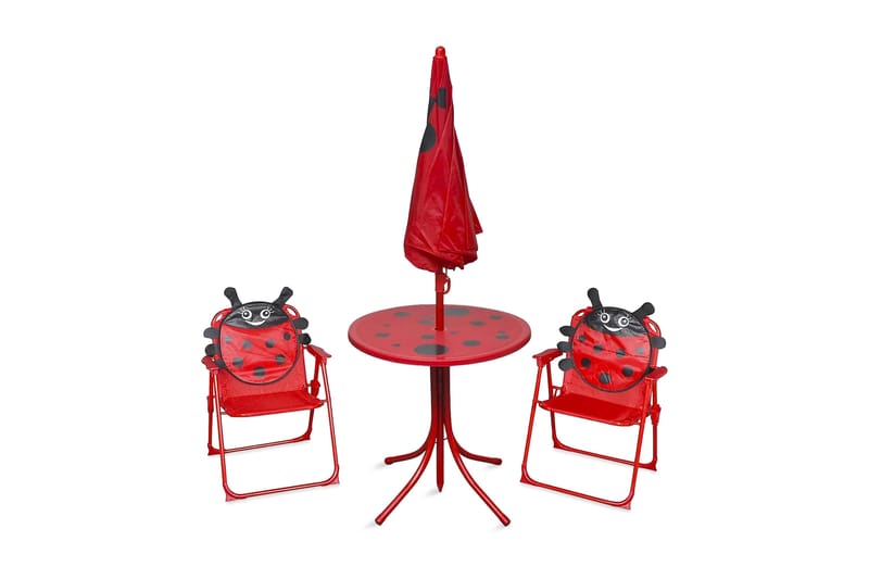 Cafébord för barn med parasoll 3 delar röd - Röd - Balkonggrupp & balkongset - Cafeset