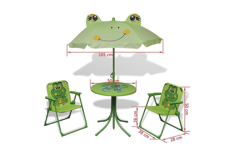 Cafébord för barn med parasoll 3 delar grön - Grön - Balkonggrupp & balkongset - Cafeset