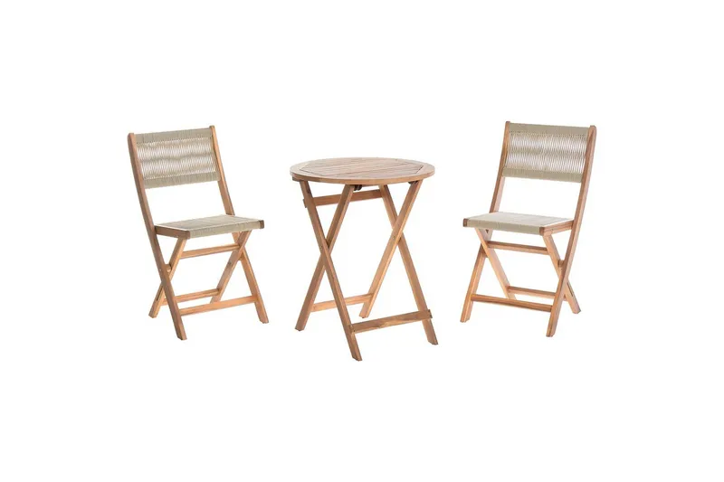 Cafégrupp Prossedi - Beige, ljust trä - Utemöbler - Balkong - Balkongmöbler - Balkonggrupp & balkongset