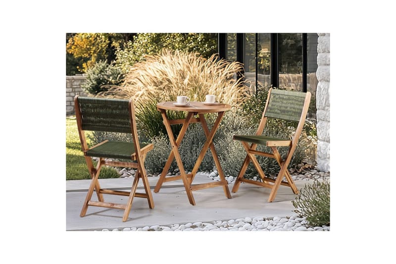 Cafégrupp Prossedi - Grönt, ljust trä - Utemöbler - Balkong - Balkongmöbler - Balkonggrupp & balkongset