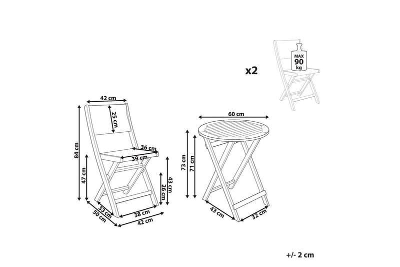 Cafégrupp Prossedi - Grönt, ljust trä - Utemöbler - Balkong - Balkongmöbler - Balkonggrupp & balkongset