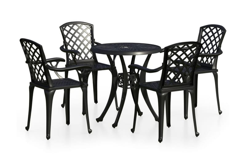 Caféset 5 delar gjuten aluminium svart - Svart - Utemöbler - Balkong - Balkongmöbler - Balkonggrupp & balkongset