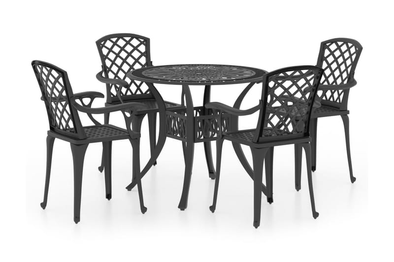 Caféset 5 delar gjuten aluminium svart - Svart - Utemöbler - Balkong - Balkongmöbler - Balkonggrupp & balkongset