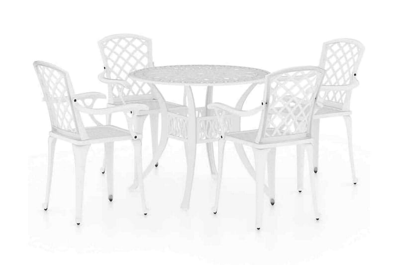 Caféset 5 delar gjuten aluminium vit - Vit - Utemöbler - Balkong - Balkongmöbler - Balkonggrupp & balkongset