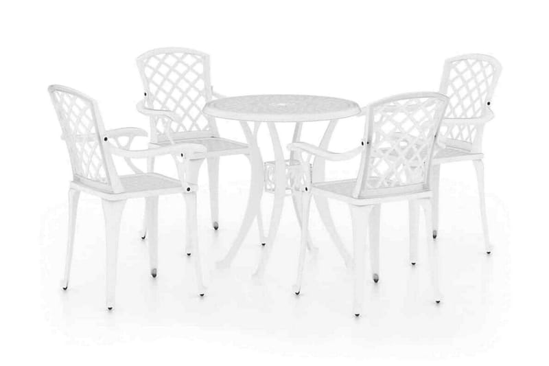 Caféset 5 delar gjuten aluminium vit - Vit - Utemöbler - Balkong - Balkongmöbler - Balkonggrupp & balkongset