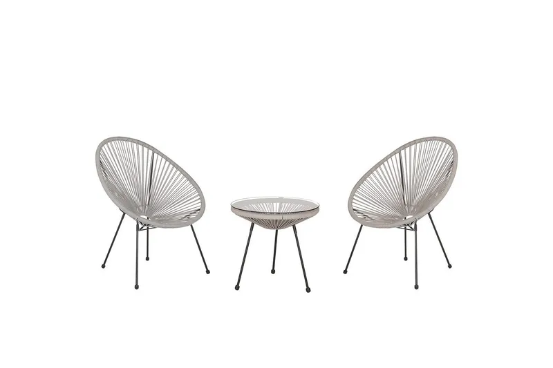 Cafeset Acapulco II Ljusgrå/svart, Ljusgrå/svart