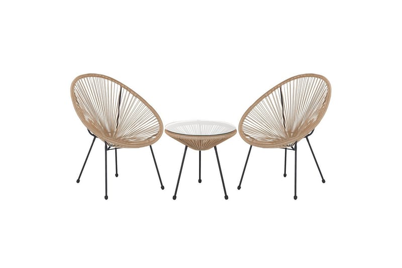 Cafeset Acapulco II Natur/Beige/Svart - Natur/Beige/Svart - Utemöbler - Balkong - Balkongmöbler - Balkonggrupp & balkongset