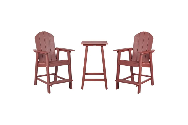 Cafeset Adirondack Röd - Röd - Utemöbler - Balkong - Balkongmöbler - Balkonggrupp & balkongset