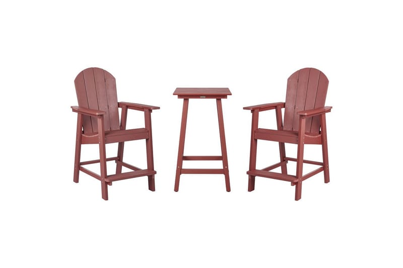 Cafeset Adirondack Röd - Röd - Utemöbler - Balkong - Balkongmöbler - Balkonggrupp & balkongset