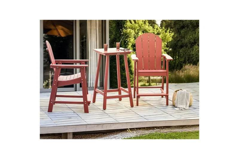 Cafeset Adirondack Röd - Röd - Utemöbler - Balkong - Balkongmöbler - Balkonggrupp & balkongset