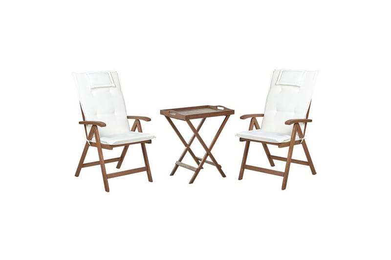 Cafeset Amantea med kuddar Mörk trä/vit - Mörk trä/vit - Utemöbler - Balkong - Balkongmöbler - Balkonggrupp & balkongset