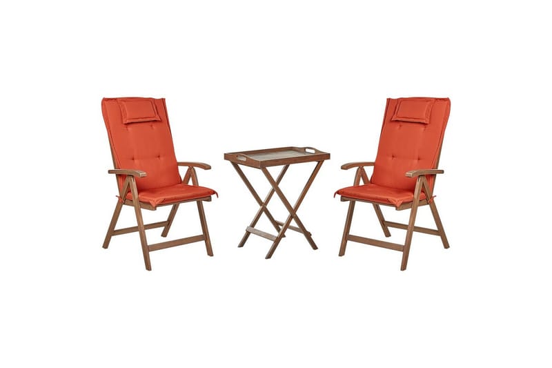 Cafeset Amantea med kuddar Mörkt trä/rött, Mörkt trä/rött