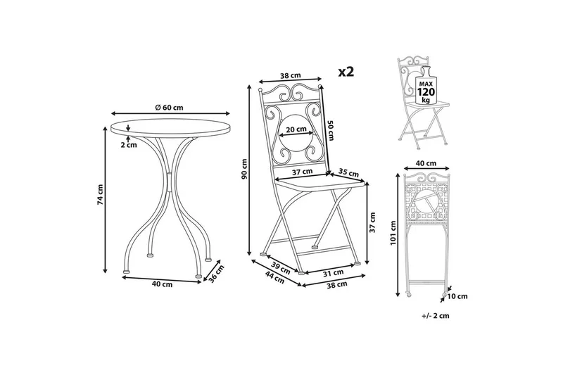 Cafeset Carpino - Utemöbler - Balkong - Balkongmöbler - Balkonggrupp & balkongset