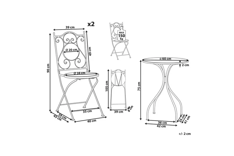 Cafeset Cigliano - Utemöbler - Balkong - Balkongmöbler - Balkonggrupp & balkongset