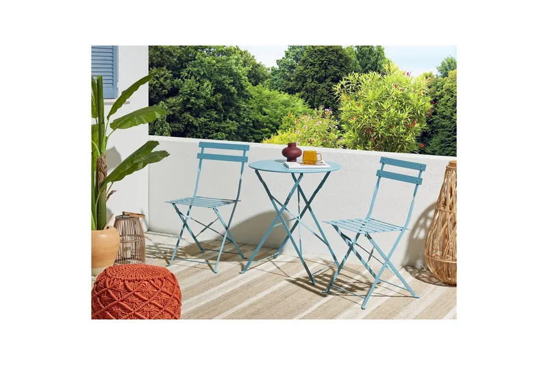 Cafeset Fiori Blå - Blå - Utemöbler - Balkong - Balkongmöbler - Balkonggrupp & balkongset